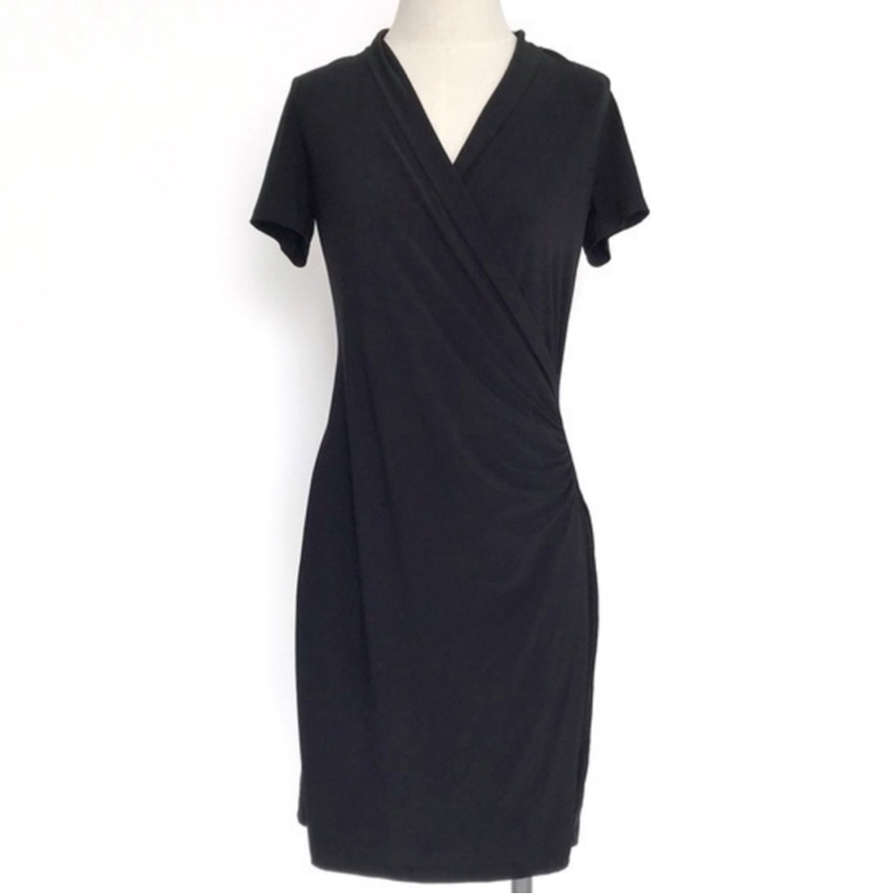 Norma Kamali Classic Black Faux Wrap Dress